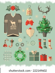 Christmas icons, elements and illustrations