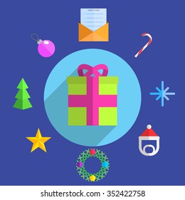 Christmas icons, elements and illustrations. Festive symbols
