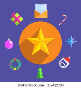 Christmas icons, elements and illustrations. Festive symbols