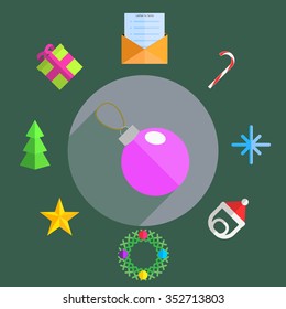 Christmas icons, elements and illustrations. Festive symbols