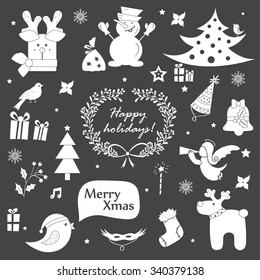 Christmas icons, elements and illustrations set.