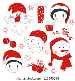 Christmas icons and elements, isolated on white background