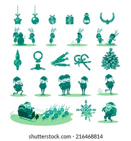 Christmas Icons, Elements And People Set - Isolated On White Background - Vector Illustration, Graphic Design Editable For Your Design 