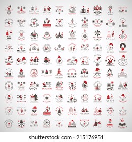 Christmas Icons And Elements Set - Isolated On Gray Background - Vector Illustration, Graphic Design Editable For Your Design