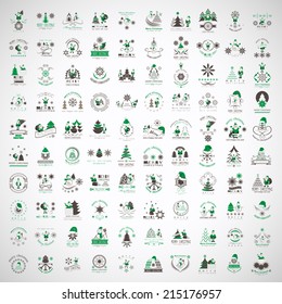Christmas Icons And Elements Set - Isolated On Gray Background - Vector Illustration, Graphic Design Editable For Your Design
