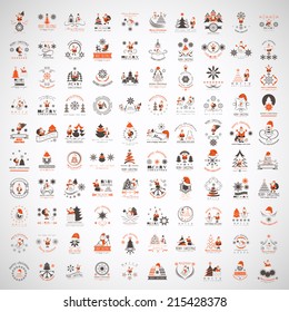 Christmas Icons And Elements Set - Isolated On Gray Background - Vector Illustration, Graphic Design Editable For Your Design