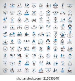 Christmas Icons And Elements Set - Isolated On Gray Background - Vector Illustration, Graphic Design Editable For Your Design