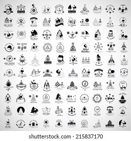 Christmas Icons And Elements Set - Isolated On Gray Background - Vector Illustration, Graphic Design Editable For Your Design  