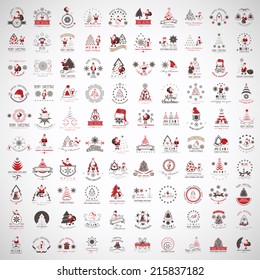 Christmas Icons And Elements Set - Isolated On Gray Background - Vector Illustration, Graphic Design Editable For Your Design. Collection Of Xmas Icons