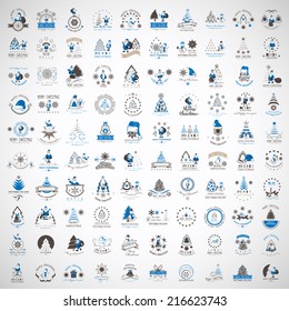 Christmas Icons And Elements Set - Isolated On Gray Background - Vector Illustration, Graphic Design Editable For Your Design  