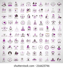 Christmas Icons And Elements Set - Isolated On Gray Background - Vector Illustration, Graphic Design Editable For Your Design  