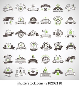 Christmas Icons And Elements Set - Isolated On Gray Background - Vector Illustration, Graphic Design Editable For Your Design 