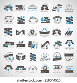 Christmas Icons And Elements Set - Isolated On Gray Background - Vector Illustration, Graphic Design Editable For Your Design 