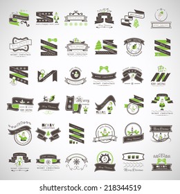 Christmas Icons And Elements Set - Isolated On Gray Background - Vector Illustration, Graphic Design Editable For Your Design 