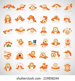 Christmas Icons And Elements Set - Isolated On Gray Background - Vector Illustration, Graphic Design Editable For Your Design 