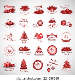 Christmas Icons And Elements Set - Isolated On Gray Background - Vector Illustration, Graphic Design Editable For Your Design 