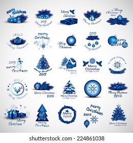 Christmas Icons And Elements Set - Isolated On Gray Background - Vector Illustration, Graphic Design Editable For Your Design
