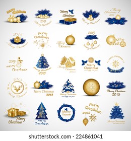 Christmas Icons And Elements Set - Isolated On Gray Background - Vector Illustration, Graphic Design Editable For Your Design