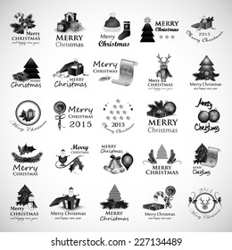 Christmas Icons And Elements Set - Isolated On Gray Background - Vector Illustration, Graphic Design Editable For Your Design
