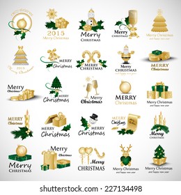 Christmas Icons And Elements Set - Isolated On Gray Background - Vector Illustration, Graphic Design Editable For Your Design