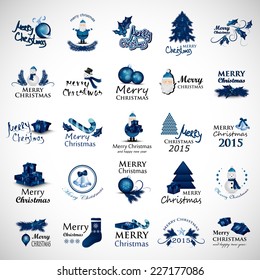Christmas Icons And Elements Set - Isolated On Gray Background - Vector Illustration, Graphic Design Editable For Your Design