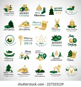 Christmas Icons And Elements Set - Isolated On Gray Background - Vector Illustration, Graphic Design Editable For Your Design
