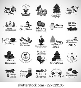 Christmas Icons And Elements Set - Isolated On Gray Background - Vector Illustration, Graphic Design Editable For Your Design