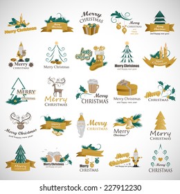 Christmas Icons And Elements Set - Isolated On Gray Background - Vector Illustration, Graphic Design Editable For Your Design 