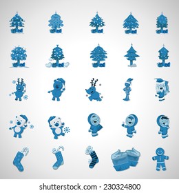 Christmas Icons And Elements Set - Isolated On Background - Vector Illustration, Graphic Design Editable For Your Design  