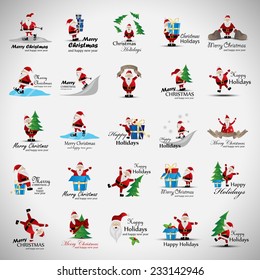 Christmas Icons And Elements Set - Isolated On Gray Background - Vector Illustration, Graphic Design Editable For Your Design 