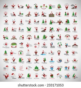 Christmas Icons And Elements Set - Isolated On Gray Background - Vector Illustration, Graphic Design Editable For Your Design, Collection Of Christmas Icons 