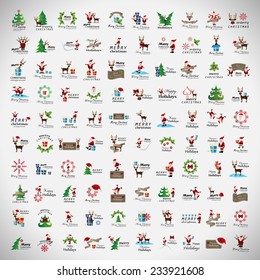 Christmas Icons And Elements Set - Isolated On Gray Background - Vector Illustration, Graphic Design Editable For Your Design, Collection Of Christmas Icons