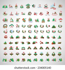 Christmas Icons And Elements Set - Isolated On Gray Background - Vector Illustration, Graphic Design Editable For Your Design, Collection Of Christmas Icons