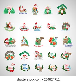 Christmas Icons And Elements Set - Isolated On Gray Background - Vector Illustration, Graphic Design Editable For Your Design 