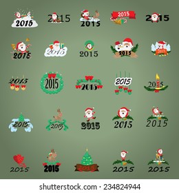 Christmas Icons And Elements Set - Isolated On Green Background - Vector Illustration, Graphic Design Editable For Your Design 
