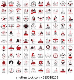 Christmas Icons And Elements Set - Isolated On White Background - Vector Illustration, Graphic Design Editable For Your Design