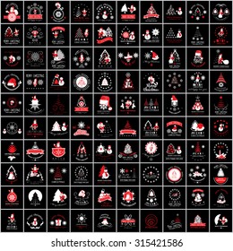 Christmas Icons And Elements Set - Isolated On Black Background - Vector Illustration, Graphic Design Editable For Your Design