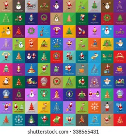 Christmas Icons And Elements Set - Isolated On Gray Background - Vector Illustration, Graphic Design Editable For Your Design