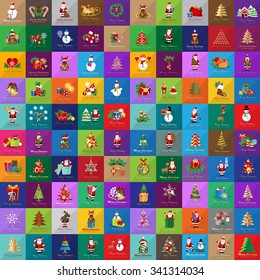 Christmas Icons And Elements Set - Vector Illustration, Graphic Design. Collection Of Colorful Icons. For Web, Websites, Print, Presentation Templates, Mobile Applications And Promotional Materials