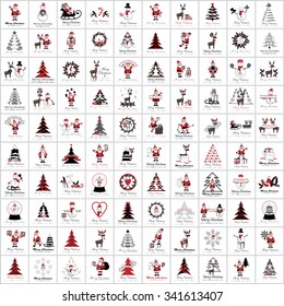 Christmas Icons And Elements Set - Vector Illustration, Graphic Design. Collection Of Xmas Icons. For Web, Websites, Print, Presentation Templates, Mobile Applications And Promotional Materials