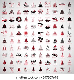 Christmas Icons And Elements Set - Vector Illustration, Graphic Design. Collection Of Xmas Icons. For Web, Websites, Print, Presentation Templates, Mobile Applications And Promotional Materials