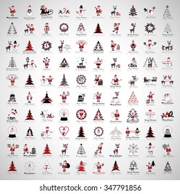 Christmas Icons And Elements Set - Vector Illustration, Graphic Design. Collection Of Xmas Icons. For Web, Websites, Print, Presentation Templates, Mobile Applications And Promotional Materials