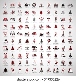 Christmas Icons And Elements Set - Vector Illustration, Graphic Design. Collection Of Xmas Icons. For Web, Websites, Print, Presentation Templates, Mobile Applications And Promotional Materials 