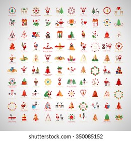 Christmas Icons And Elements Set - Vector Illustration, Graphic Design. Collection Of Xmas Icons. For Web, Websites, Print, Presentation Templates, Mobile Applications And Promotional Materials 