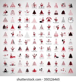 Christmas Icons And Elements Set - Vector Illustration, Graphic Design. Collection Of Xmas Icons. For Web, Websites, Print, Presentation Templates, Mobile Applications And Promotional Materials