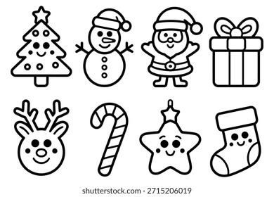 Navidades Iconos Personajes festivos y objetos de vacaciones