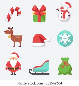 Christmas icons, flat design