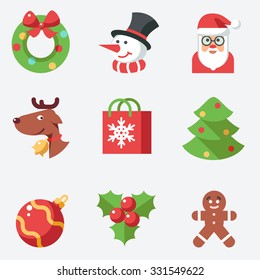 Christmas icons, flat design