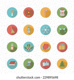 Christmas icons flat design style collection