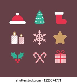 Christmas icons, flat design vector elements